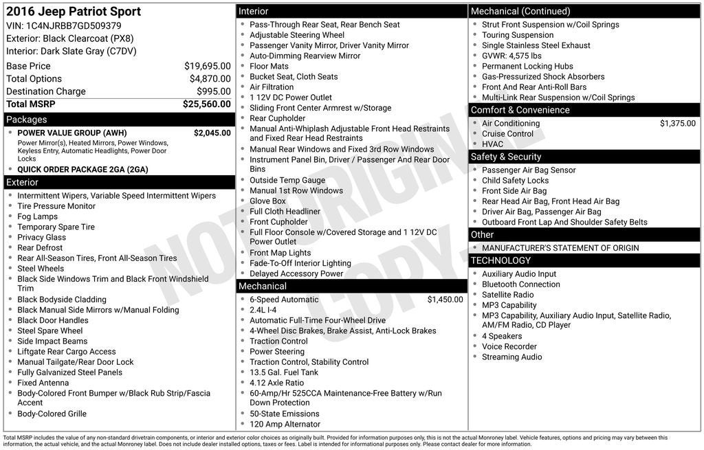 2016 Jeep Patriot Sport