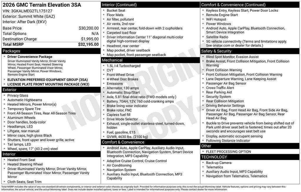 2026 GMC Terrain Elevation