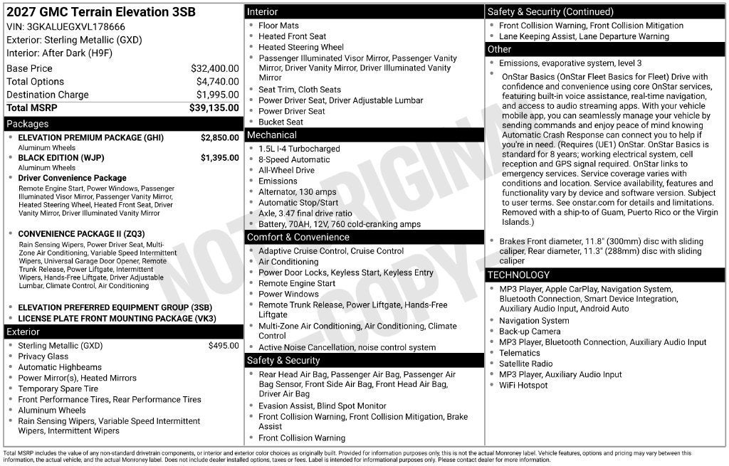 2027 GMC Terrain Elevation