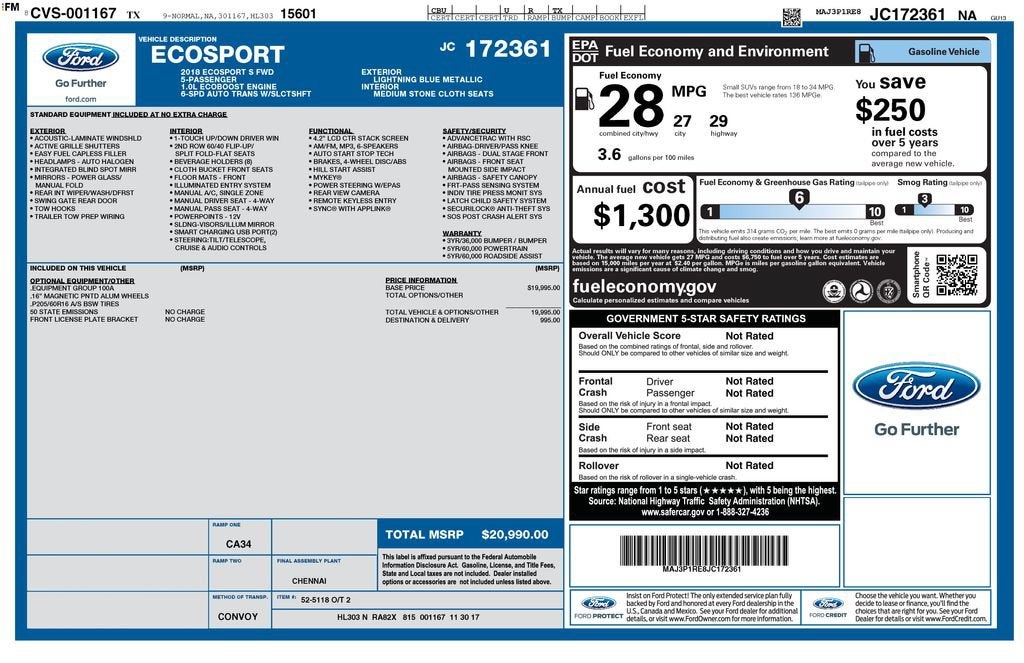 2018 Ford EcoSport S