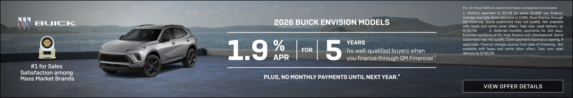 1.9% APR FOR 5 YEARS for well-qualified buyers when you finance through GM Financial.1 

Plus, no...