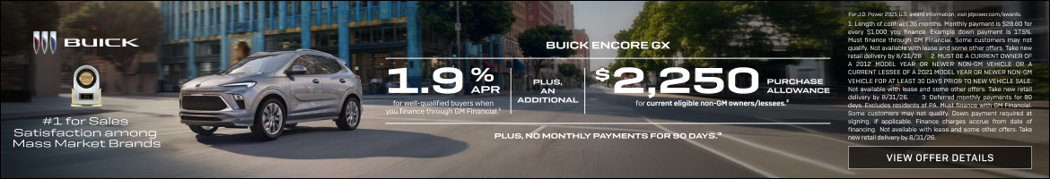 1.9% APR 
FOR WELL-QUALIFIED BUYERS when you finance through GM Financial.1

Plus, an additional ...